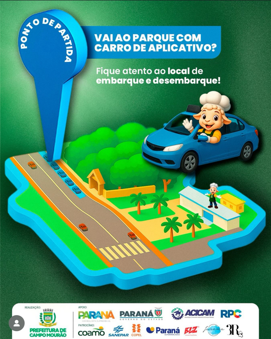Vai ao parque com carro de aplicativo?  Fique atento ao ponto de partida!