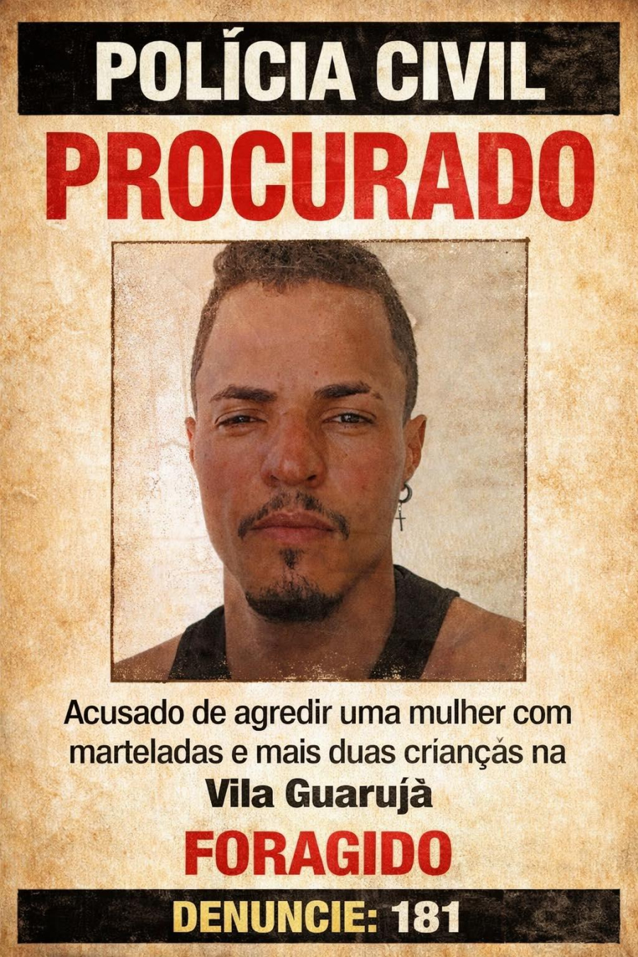 Ataque brutal deixou mulher e crianças feridas na Vila Guarujá